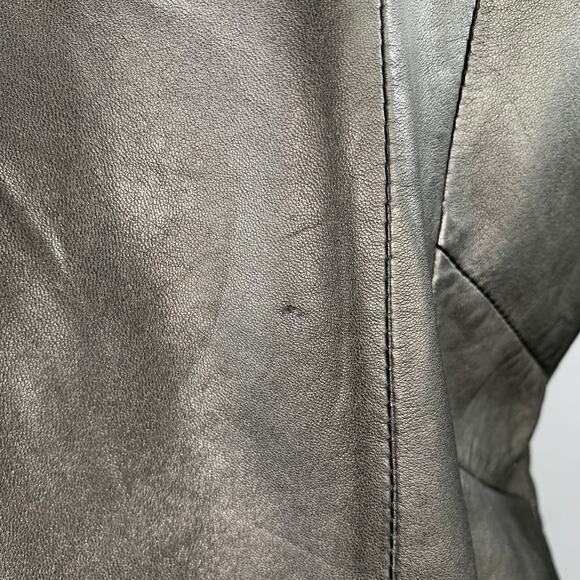 DIESEL BLACK GOLD Vintage Size M Black Leather Zip Up Hooded Jacket - Picture 4 of 16